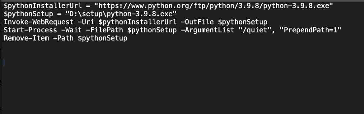 Steps to download and Install Python using PowerShell